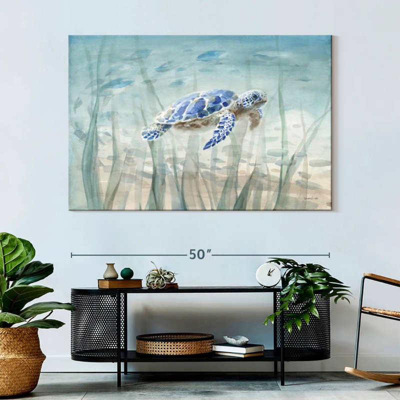 Undersea Turtle Canvas Print, 51" H x 34" W