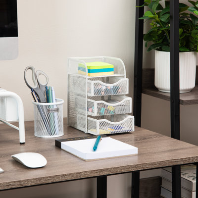 Mind Reader Desktop Accessory Storage, Paper Binder Clip Basket, Workspace, Office, Metal Mesh, 4.75"L x 5"W x 8"H