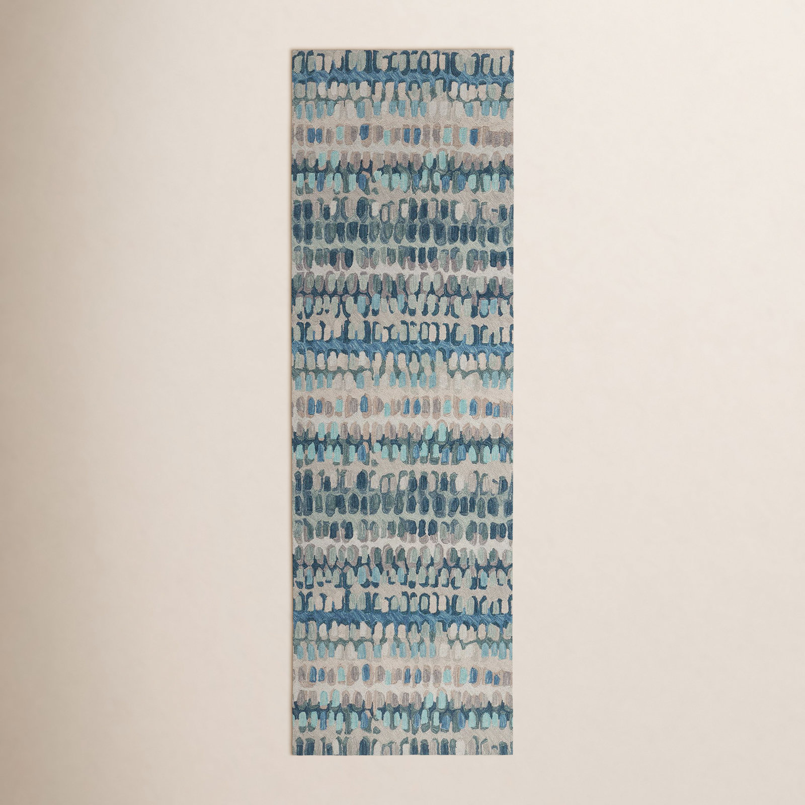 Paint Chip Wool Blue Rug, Runner 2'6" x 8'