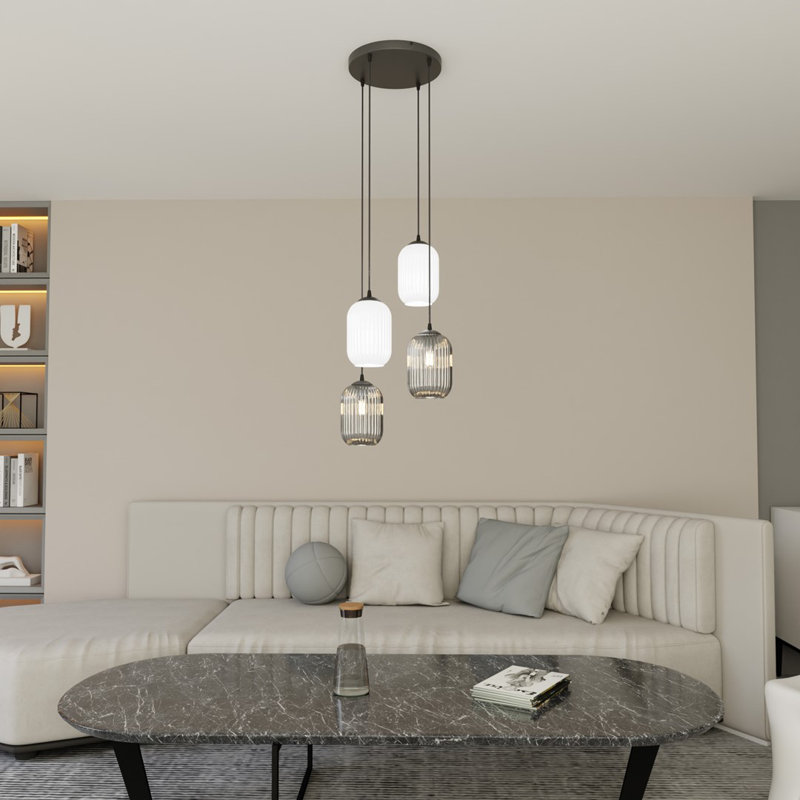 Atmanand 4 - Light Matte Black Pendant, Matte Black/Mix