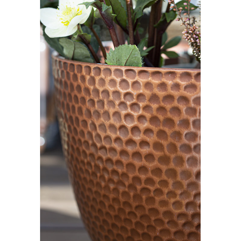 Simson Lightweight Recycled Plastic Garden Pot Planter with Drainage Holes Elements, Copper , 34cm H x 38cm W x 38cm D