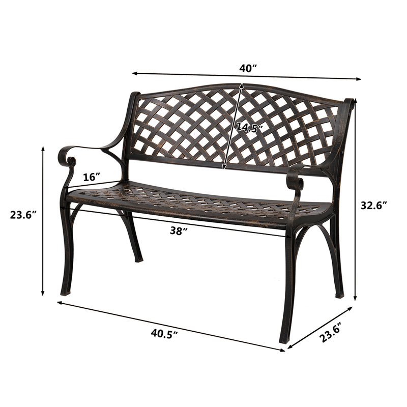 Banc de parc en aluminium thermolaqué Dutra, Bronze