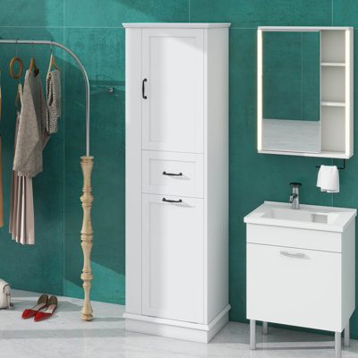 Grande armoire de rangement avec compartiment inclinable et tiroir - tablettes réglables, capacité de 80 lb, portes à charnières à fermeture en douceur, poignées en alliage d'aluminium