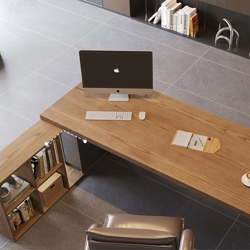 Bureau de direction en L en noyer massif en bois massif, Gauche, H 29,53 po x l 94,49 po x P 31,5 po