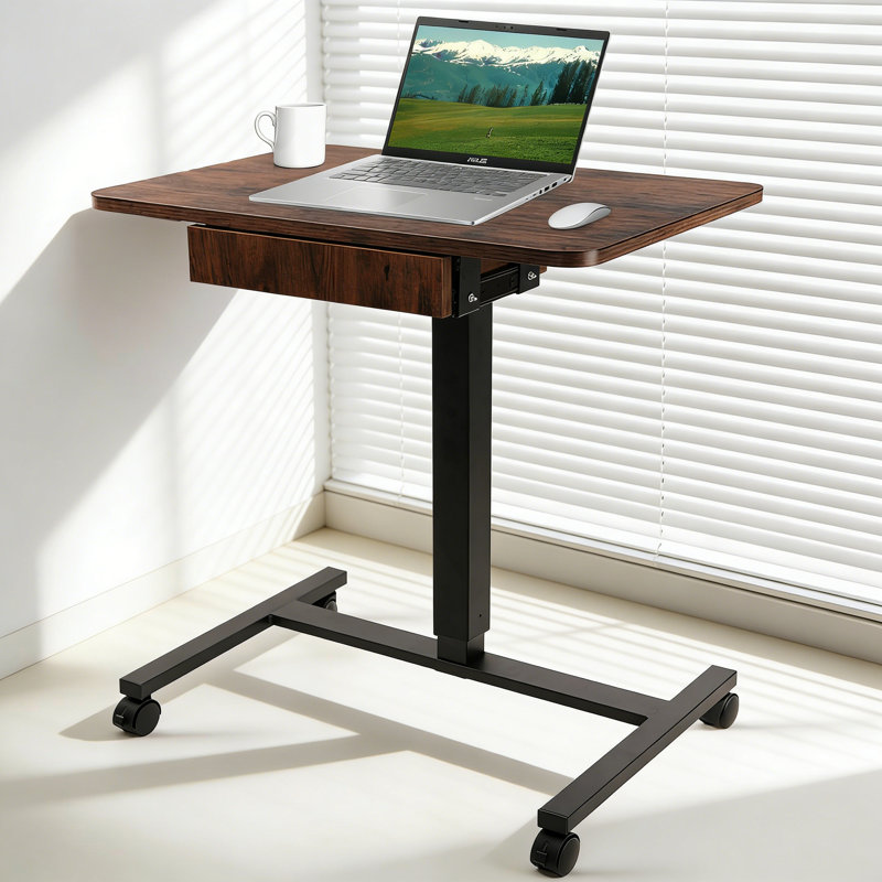 Adjustable Height Computer Desk, Dark Brown/Black