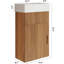 Meuble-lavabo suspendu de 42 cm (16,5 pouces) avec lavabo en céramique, porte et bonde réglable, idéal pour les petits espaces. Style moderne du milieu du siècle, rangement intégré, fermeture amortie.