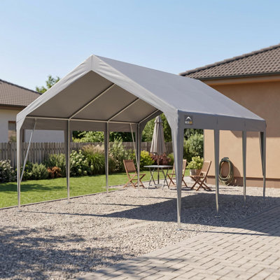 Heavy Duty Carport Canopy – Portable Waterproof UV-Resistant Outdoor Garage Shelter – Sturdy Frame, Adjustable Height – Ideal for Cars, Boats, Storage, Parties – Dark Green, 12x20FT