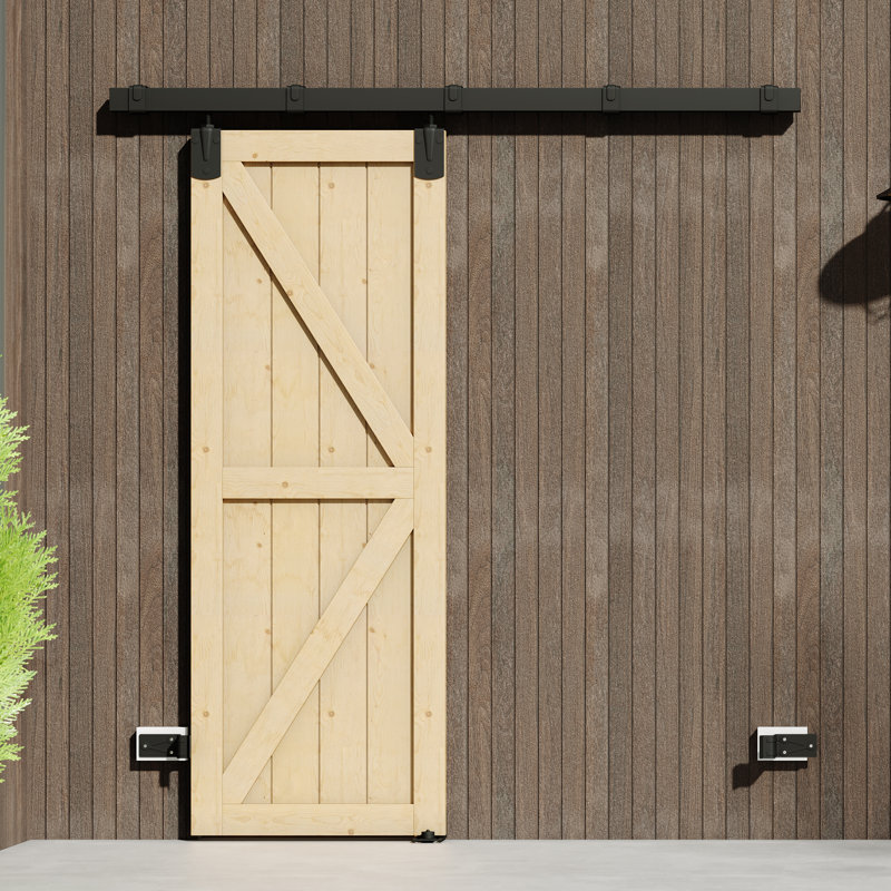 Portes d'entrée avant - Portes extérieures coulissantes en bois de pin en forme de K avec quincaillerie de porte de grange
