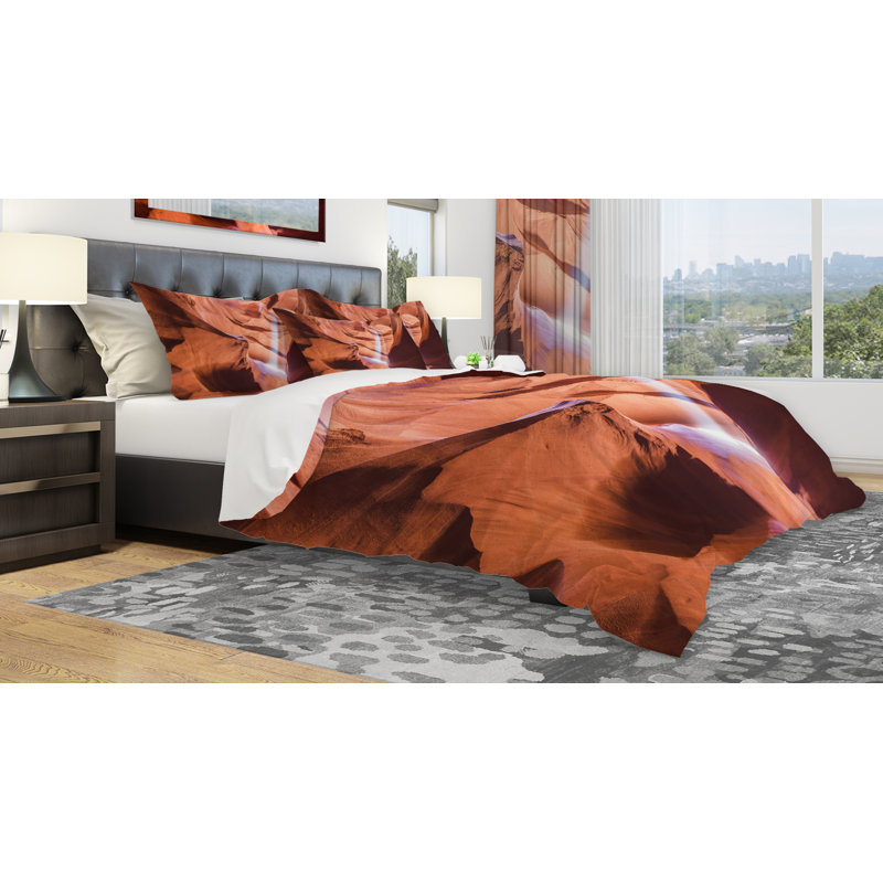 Ensemble de housse de couette designart light to antilope canyon, Housse simple + 1 taie décorative