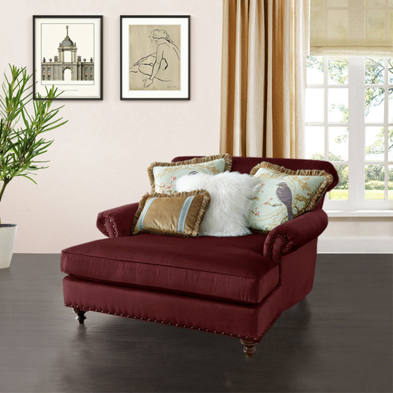 Chaise longue en flanelle élégante et décontractée, Rouge vin