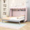 Lit simple TG en bois avec lit gigogne, bande lumineuse, tente et tablette