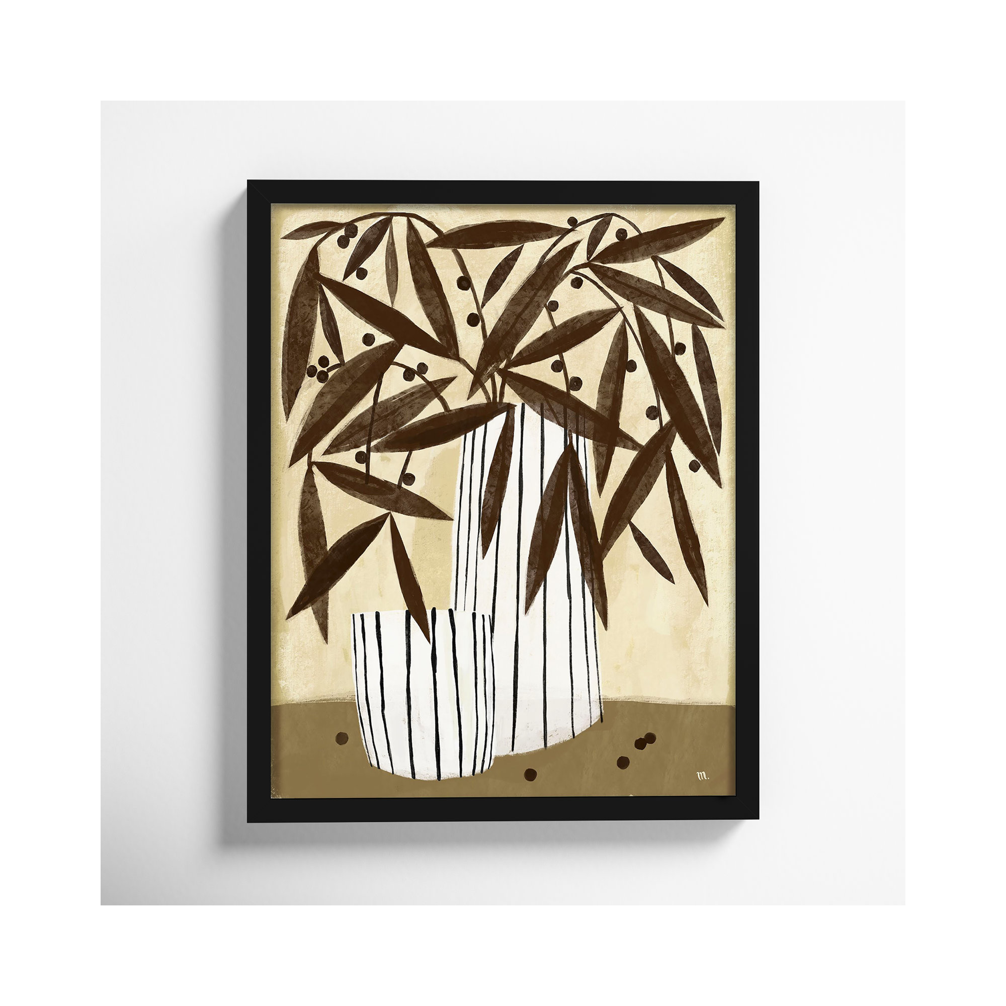Dry Flowers by StudioM, 20" H x 16" W x 1.25" D, Black