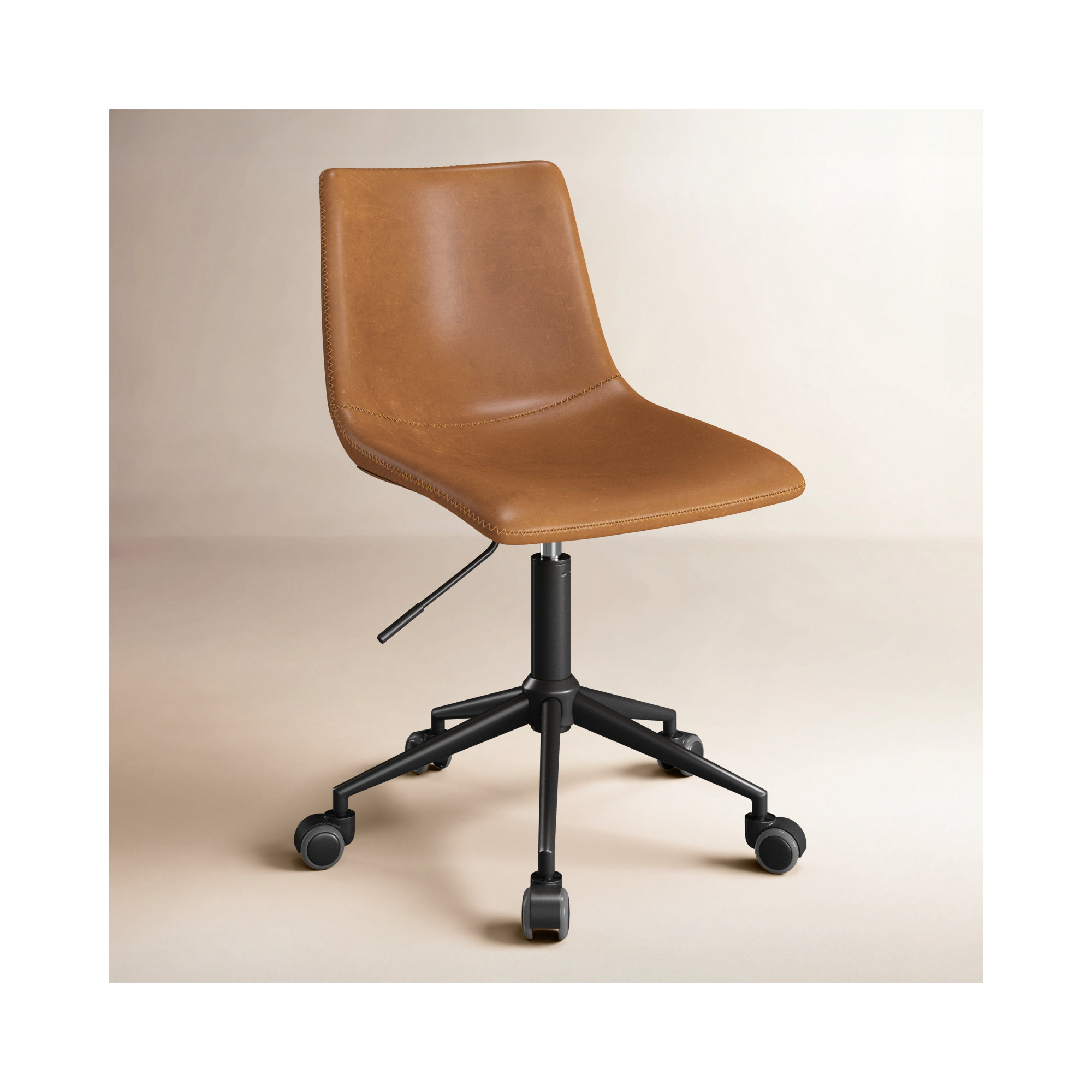 Bela Vegan Leather Task Chair, Tan Genuine Leather