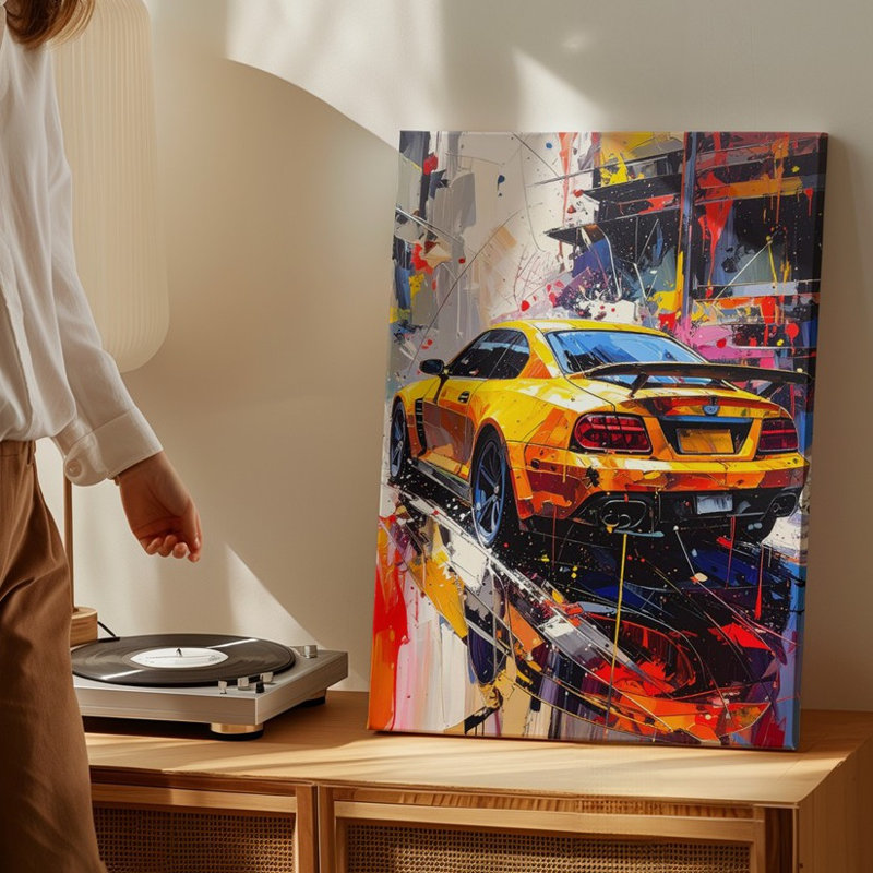 Art abstrait de voiture de sport dynamique 911 Gt3 RS, H 12 po x l 9 po