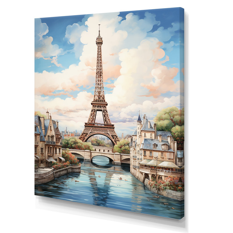 Tour Eiffel, paysage parisien, H 20 po x l 12 po x P 1 po, Toile tendue