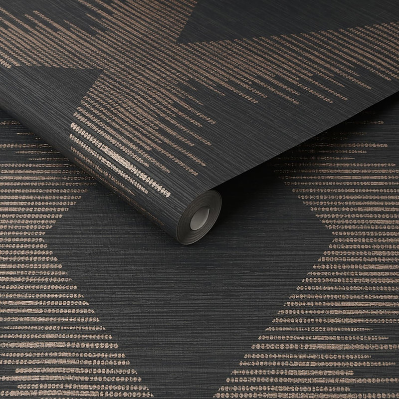 Zen Geometric Double Roll, Black/Rose Gold