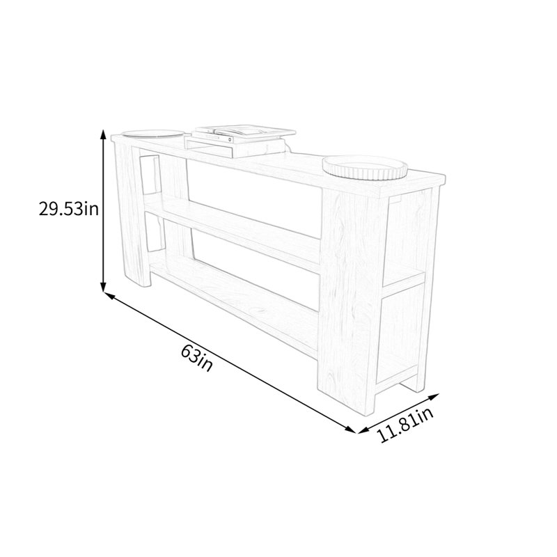 Console Nordic, Bois naturel, 29,53 po H x 63 po L x 11,81 po P