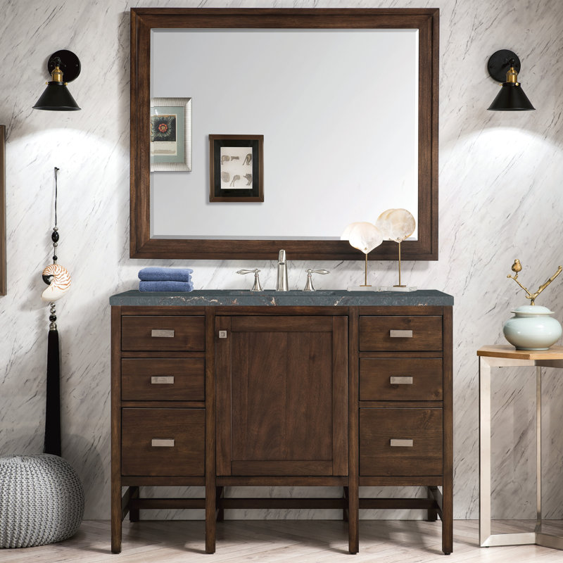 Addison Single Vanity, Mid-Century Acacia, Parisien Bleu, 8" Widespread