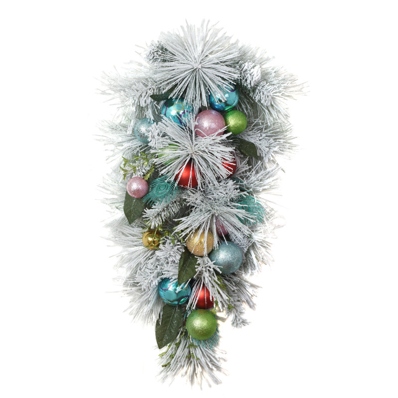 33" Snowy Pine Decorated Teardrop