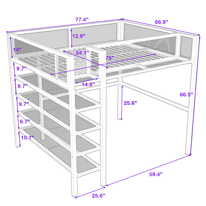 Lit mezzanine double Halit Kids, Noir