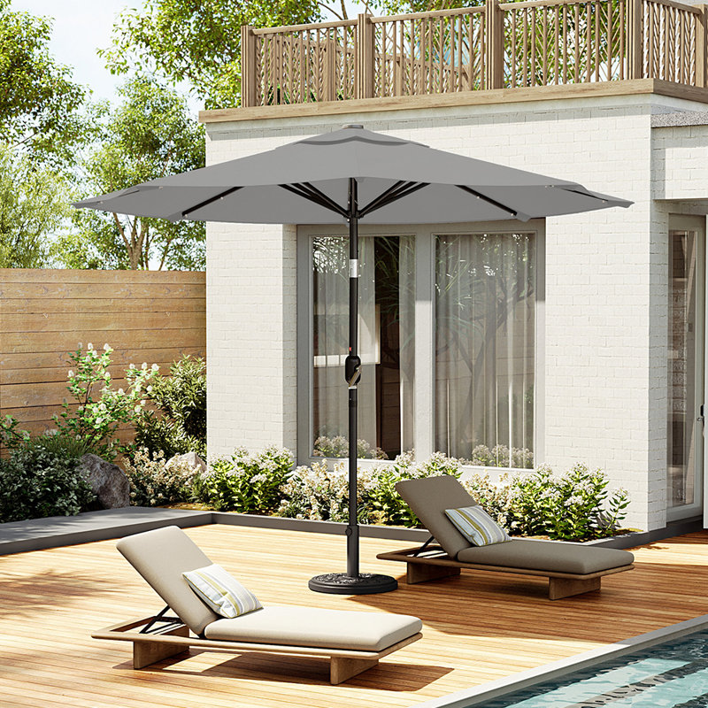 Olympia 3m Traditional Parasol with LED Light(single umbrella without base), Light Grey