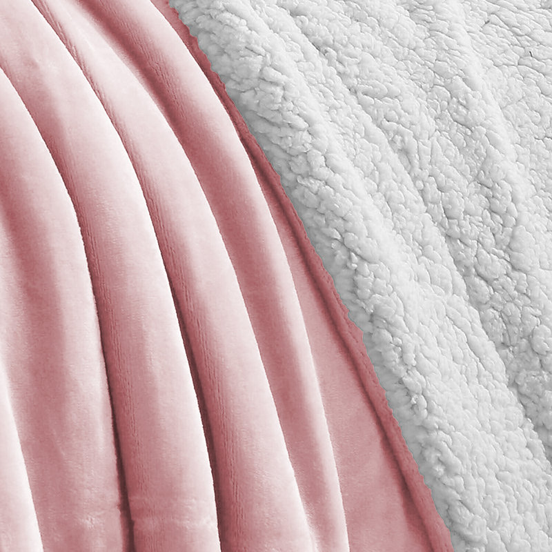 Diya Soft Sherpa Fleece Fur Thick Dual Sided Flannel Reversible Blanket Throw, W130 x L150cm, Pink