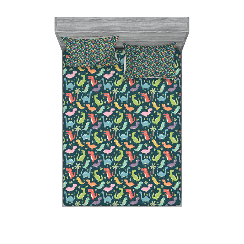 Multicolore ensemble de draps et taies décoratives Ambesonne, Queen Sheet Set with 4 Pillowcases