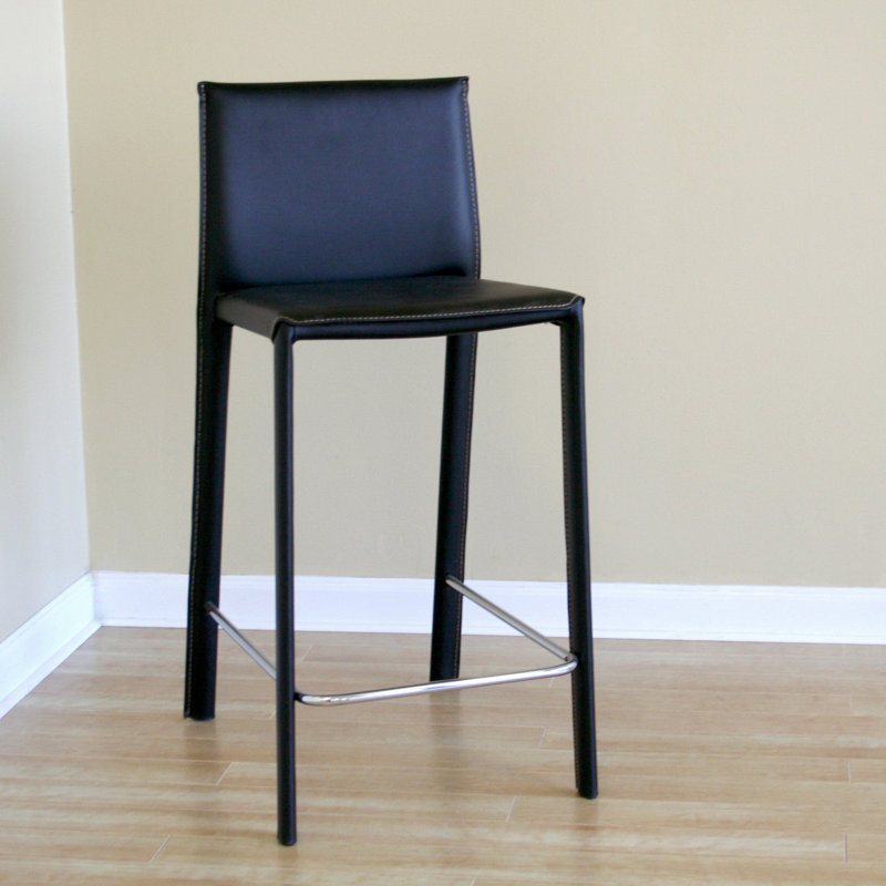 Tabouret de bar et de comptoir Xie, Noir / argenté, Tabouret de comptoir (siège d'une hauteur de 25,5