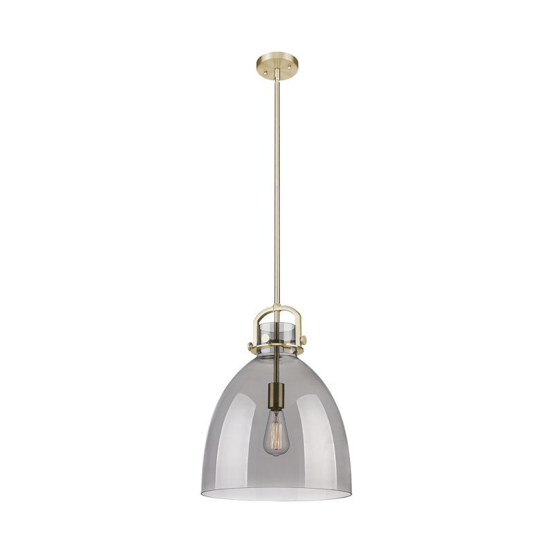 Luminaire suspendu 1 lumière Badillo, H 18,25 po x l 14 po x P 14 po, Plaqué couleur fumée, Nickel satiné
