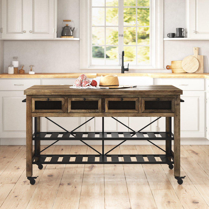 Cadhla Solid Wood Kitchen Island