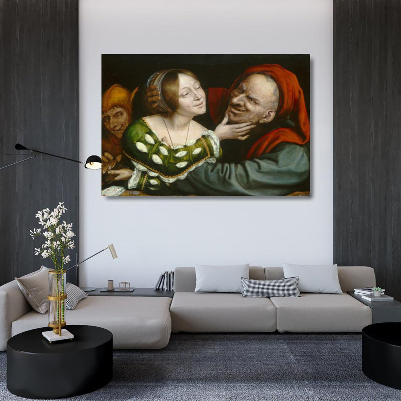 "Ill-Matched Lovers" par Quentin Massys - Toile tendue avec châssis, H 48 po x l 33 po