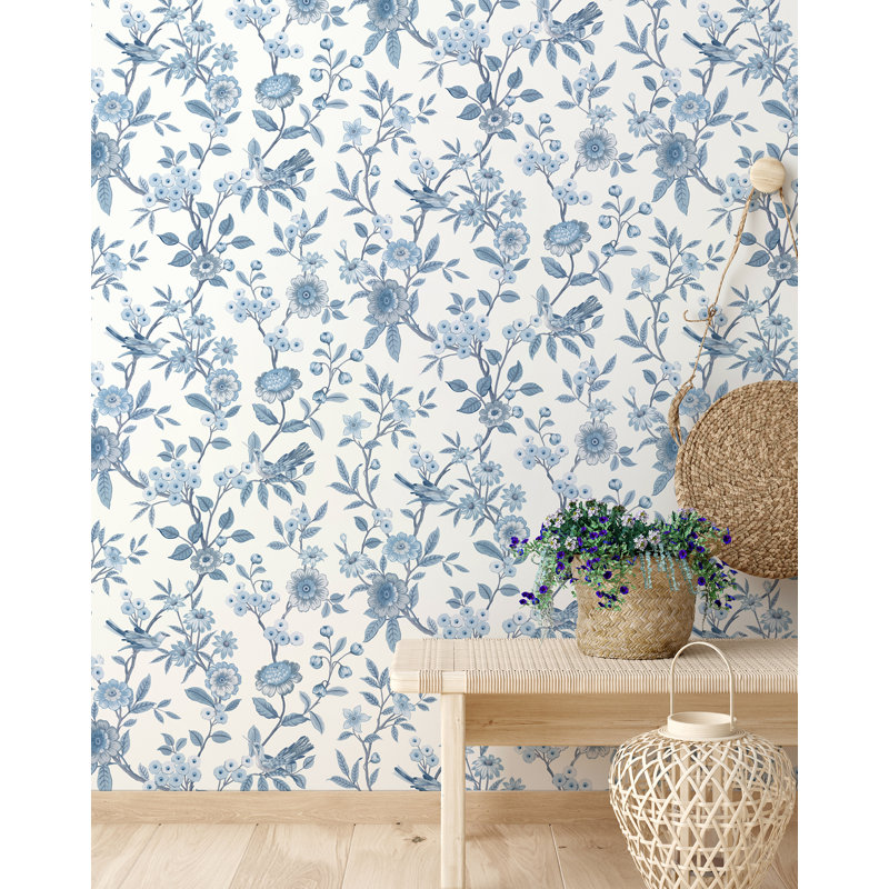 Elspeth Floral Trail Wallpaper, Blue