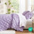 Purple 3pcs Full/queen Textured Floral Comforter , Soft Brushed Microfiber, Puffy Design With Tie Accents, - For All Season On Look Relaxed Embroidery, A Wonderful-118893565
