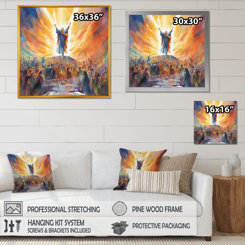 Reproduction d'art sur toile, "Christian Triumph Resurrections - Christianity", Cadre doré simple, H 16 po x l 16 po x P 1 po