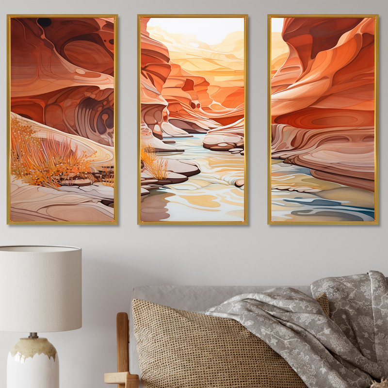 Ensemble de salon Canyon Antelope, Cadre flottant doré, H 32 po x l 48 po x P 1 po