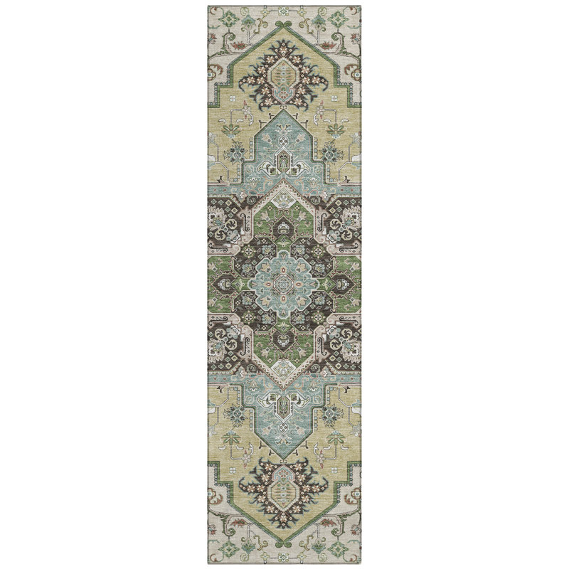 Lani Beige Washable Indoor-Outdoor Rug - , 2'3" x 7'6"