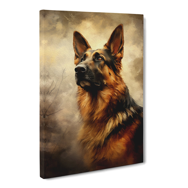 German Shepherd Romanticism No.2 - Wrapped Canvas, 60cm H x 40cm W x 3cm D