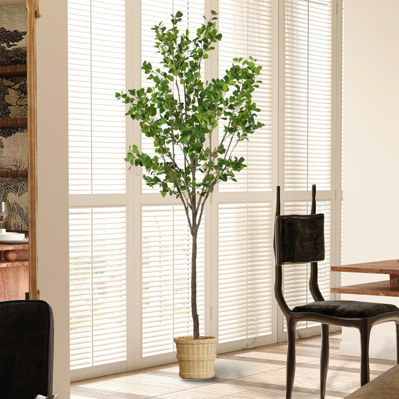 Green Faux Eucalyptus Tree in Pot, 59" H x 19.7" W x 19.7" D