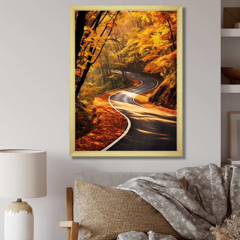 Chemin doré de l'automne, Cadre doré simple, H 32 po x l 24 po x P 1 po