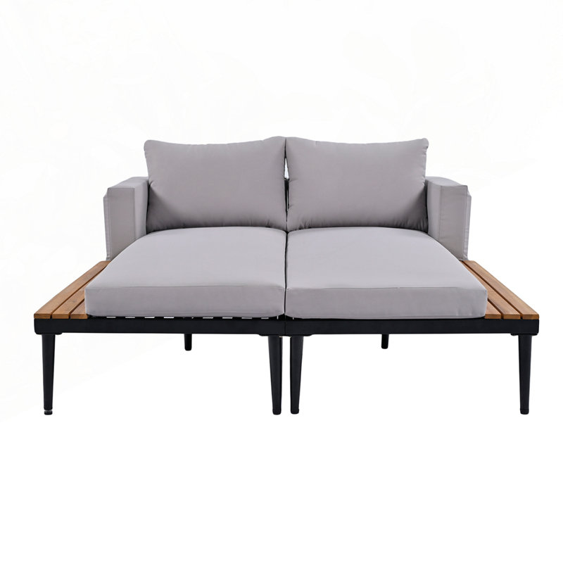 Modern Outdoor 2 in 1 Padded Chaise Lounges, Gray