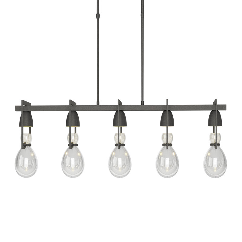 Apothecary 5 - Light Kitchen Island Linear Pendant, Natural Iron