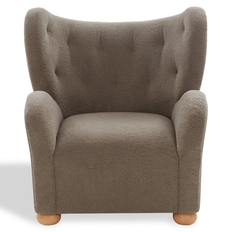 Galloway Wingback Accent Chair, Brown Faux Shearling