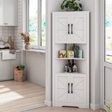 Chamlee  Farmhouse Tall Corner Cabinet, Shower Shelf/ Adjustable Shelves