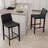 Full Assembled 26"H Counter Stool, Saddle Leather Upholstered Bar Stool With Padded Seat, Counter Height Barstool With Metal Frame Footrest For Kitchen Island Bar Counter, Black-307711199-306793866
