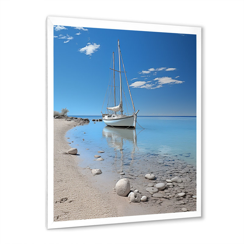Hartmut, bateau, élégance, minimalisme IV, H 32 po x l 16 po x P 1 po, Cadre photo blanc
