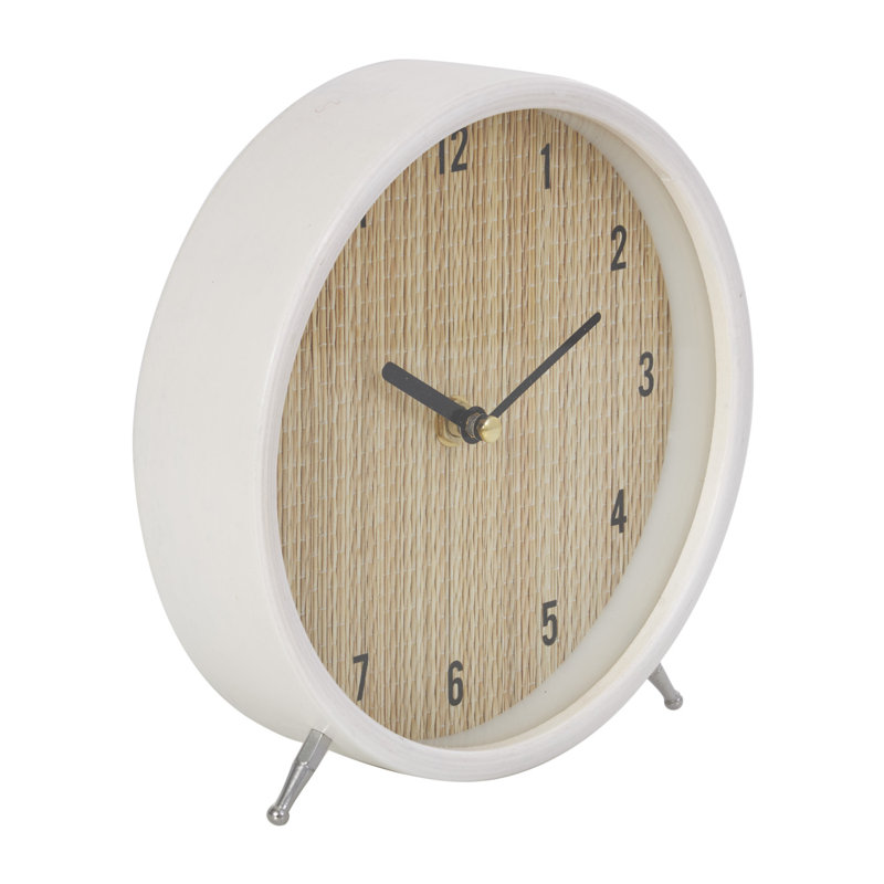 Metal Mechanical Tabletop Clock in White