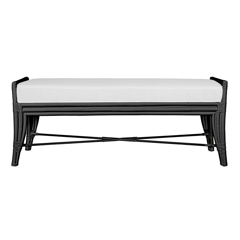Malacca Upholstered Bench, Satin Black