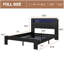 Structure de lit plateforme double avec rangement, tête de lit à DEL et 2 ports USB, silencieux, assemblage facile, grand rangement sous le lit, noir foncé-1457552861-1457552860