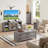 Farmhouse TV Stand For 60 Inch TV, Wood Entertainment Center With Adjustable Shelves & Glass Door Storage Cabinet,Television Stands For 65" TVS,TV Console Table For Living Room,Bedroom-1522470340