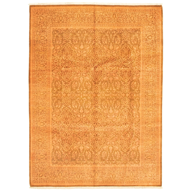 Tapis décoratif en laine noué à la main de conception unique noué à la main new age de style persan 18/20 orange 6 pi 2 po x 8 pi 6 po